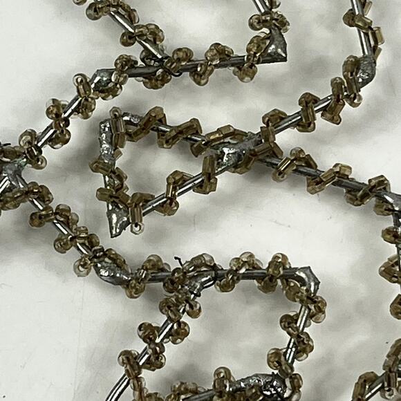 Vtg 1950s German Wire Snowflake Ornament Tinsel Beaded Star 7" Holiday Decor - Picture 2 of 8